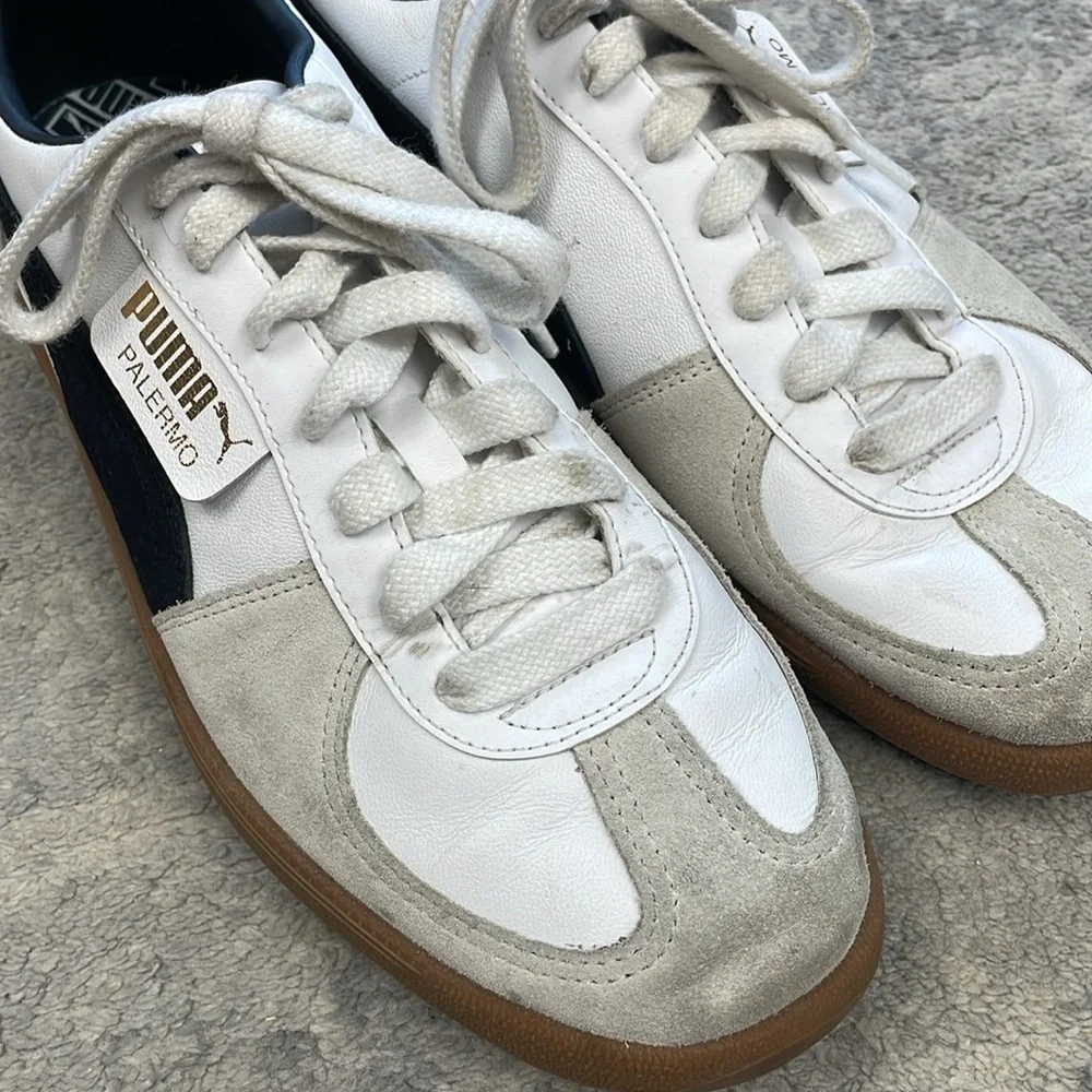 New Puma Palermo Leather Sneaker White Vapor Gray Shoe Mens Size 13